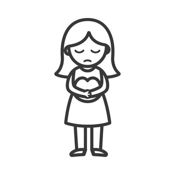 recommend clip art: little girl holding stomach in pain minimalist line art icon logo symbol
