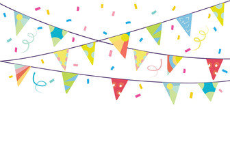 Birthday party garland and confetty background