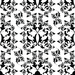 Monochrome seamless pattern natural ornaments
