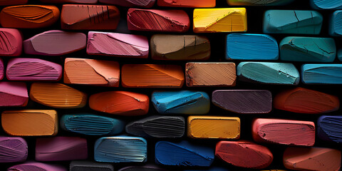Set Assorted Colored Chalks Stacked Created Using Artificial Intelligence