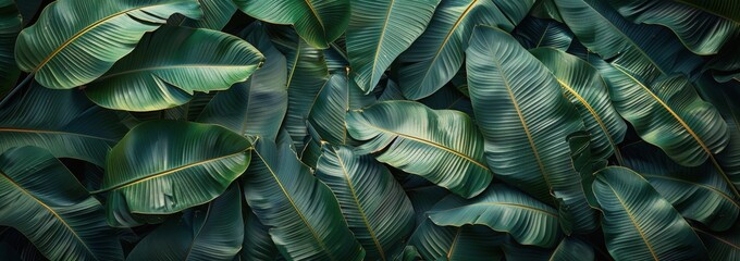 Lush Green Tropical Leaves Framing a Dark Blue Surface