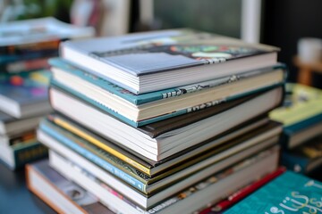 A stack of DIY project books and handyman notebooks, featuring practical tips and creative home improvement ideas.