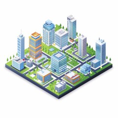Isometric Cityscape Illustration Urban Buildings Parks