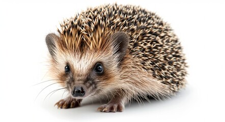 Close Up Of A Brown And Black Hedgehog On A White Background