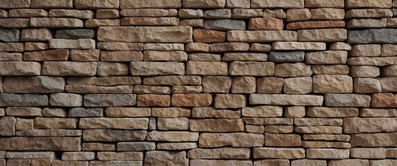 Fototapeta premium Decorative, uneven stone cladding made of natural materials is being presented in a sample palette for building facade decoration.