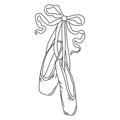 Ballerina pointe shoes with bow. Female ballet slippers for classic elegant dance © Iryna