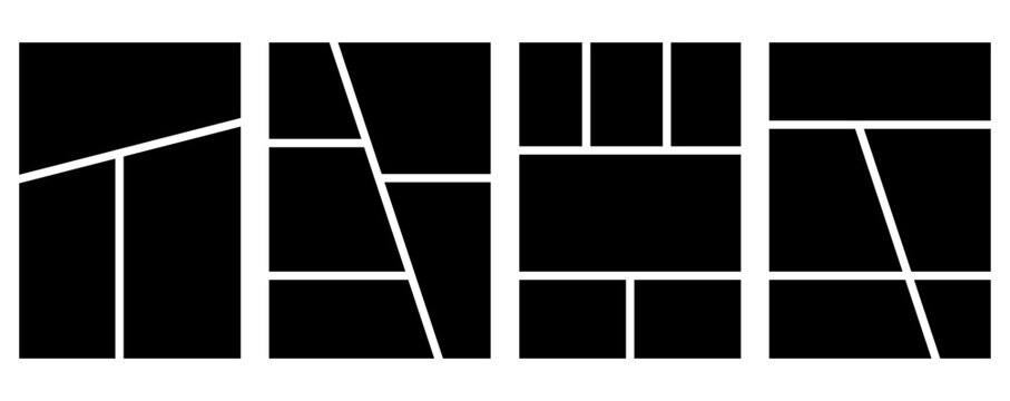 Set of templates minimalistic geometric photo frames. Mood board or photo image layout. Simple trendy geometric design