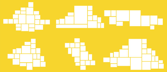 Set of templates composition grid for photos. Realistic collage. Mood board or photo image layout.  Design on a yellow background