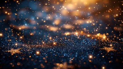 Naklejka premium Sparkling Blue and Gold Festive Background
