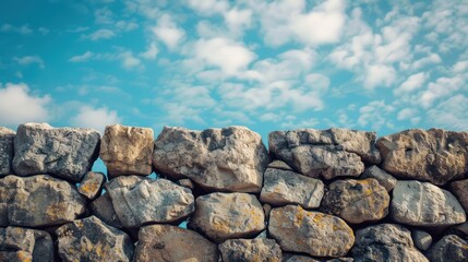 Stone Wall with Cloudy Sky