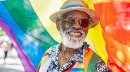 black senior man smiling in Pride and Joy ..