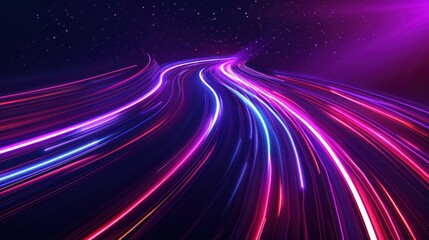 Abstract Neon Lights Swirling in the Darkness