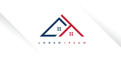 House design element idea with creative letter C and T concept high resolution vector