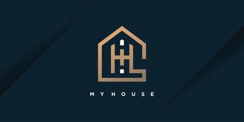 House design element idea with creative letter H concept high resolution vector