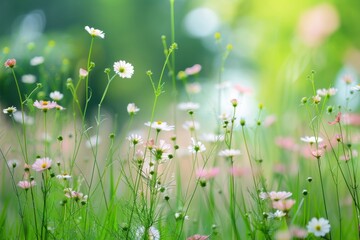 Green grass fields and wildflower gardens - a serene outdoor landscape for nature lovers