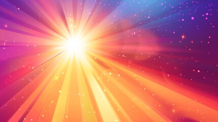 Abstract Sunrise Sunshine Morning Dawn Burst Ray Sparkle Shine Simple Colorful Vector Design 