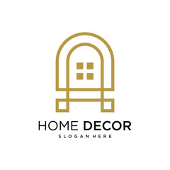 Home decor with window design element idea with creative unique concept high resolution vector