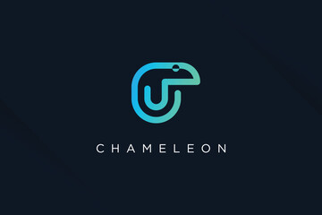 Chameleon design element idea with creative unique concept high resolution vector