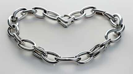 Obraz premium A serene photograph of a chain forming a heart shape, delicate and symbolic, top-down view