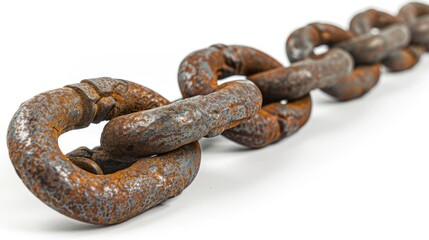 Fototapeta premium A crisp photograph of a heavy-duty chain coiled neatly, industrial and robust, front-facing view