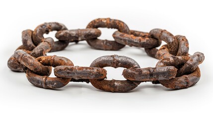 Obraz premium A crisp photograph of a heavy-duty chain coiled neatly, industrial and robust, front-facing view