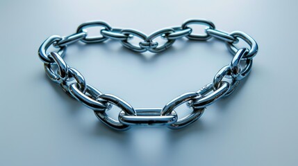 Fototapeta premium A serene photograph of a chain forming a heart shape, delicate and symbolic, top-down view