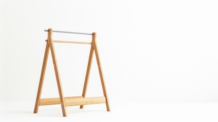 Wooden clothes rack cut out on white background with room for text