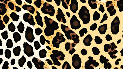 Naklejka premium Seamless leopard skin pattern, animal print, 16:9, 300 dpi with space for text 
