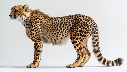 Fototapeta premium Cheetah Standing on a White Background