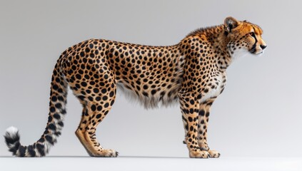 Fototapeta premium Cheetah Standing Against a White Background