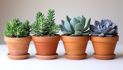 Fototapeta premium Succulent Plants in Terracotta Pots