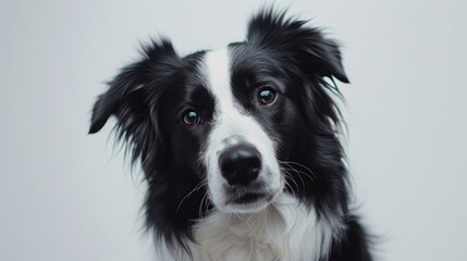 Border Collie posing against white backdrop