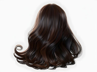 Fototapeta premium This detailed image displays a long, silky, brown hairstyle on a transparent background, representing elegance
