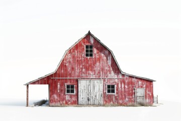 Isolated American Farm Red Barn Yard Art Generative Illustration