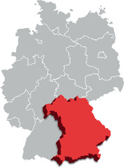 Bavaria MAP STATE OF GERMANY 3D ISOMETRIC MAP