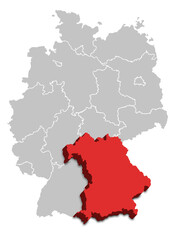 Fototapeta premium Bavaria MAP STATE OF GERMANY 3D ISOMETRIC MAP