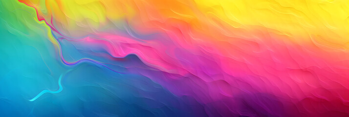 Colorful background. Abstract bright gradient. Vibrant wave texture. Multicolor fluid wallpaper. Liquid rainbow design. Wide poster template. Vector illustration.