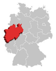 North Rhine Westphalia MAP STATE OF GERMANY 3D ISOMETRIC MAP