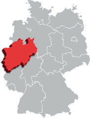 North Rhine Westphalia MAP STATE OF GERMANY 3D ISOMETRIC MAP