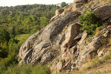 Summer landscape with rocks and trees