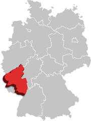 Obraz premium Rhineland Palatinate MAP STATE OF GERMANY 3D ISOMETRIC MAP