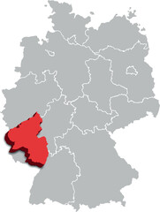 Fototapeta premium Rhineland Palatinate MAP STATE OF GERMANY 3D ISOMETRIC MAP