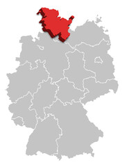 Schleswig-Holstein MAP STATE OF GERMANY 3D ISOMETRIC MAP