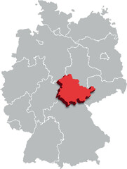Thuringia MAP STATE OF GERMANY 3D ISOMETRIC MAP