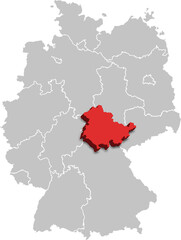 Thuringia MAP STATE OF GERMANY 3D ISOMETRIC MAP
