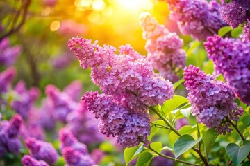 Obraz premium Garden filled with blossoming purple lilac