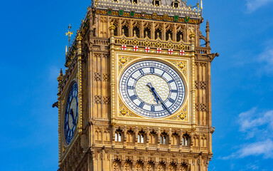 Big Ben clock of Elizabeth tower, London, UK
