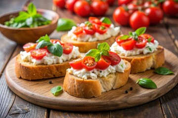 Pomodoro bruschetta with ciabatta and fresh ricotta