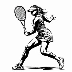 Tennis player logo, abstract isolated vector silhouette	