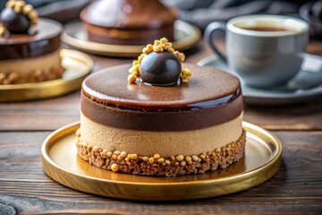 Chocolate and caramel mousse cake
